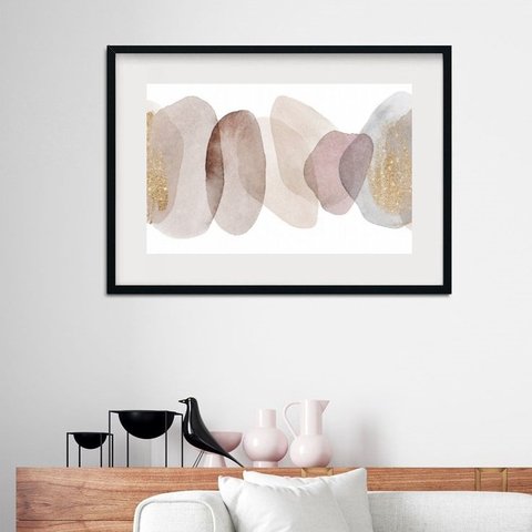 Quadro Minimalista Transparência Nude - 60x48cm:madeira Branca