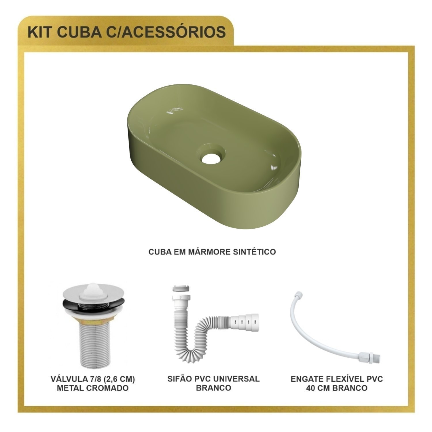 Kit Cuba Ov42 Laila com Válvula Metal e Sifão com Flexível - 9