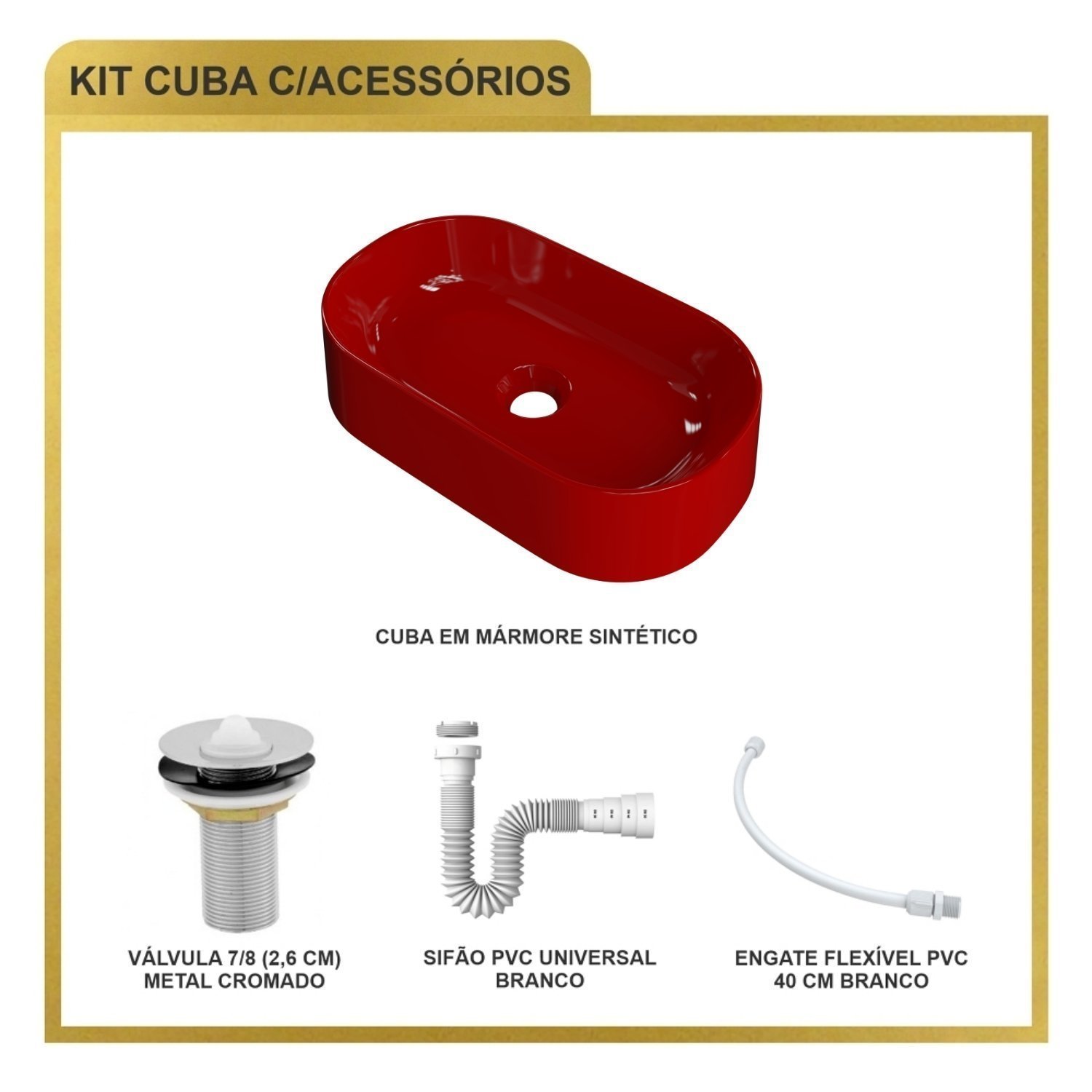 Kit Cuba Ov42 Laila com Válvula Metal e Sifão com Flexível - 9