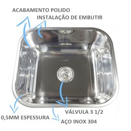 Kit Tecnocuba Alto Brilho Tanque 40x34x20 + Cuba 40x34x17cm - 5