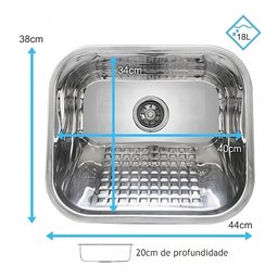 Kit Tecnocuba Alto Brilho Tanque 40x34x20 + Cuba 40x34x17cm - 2