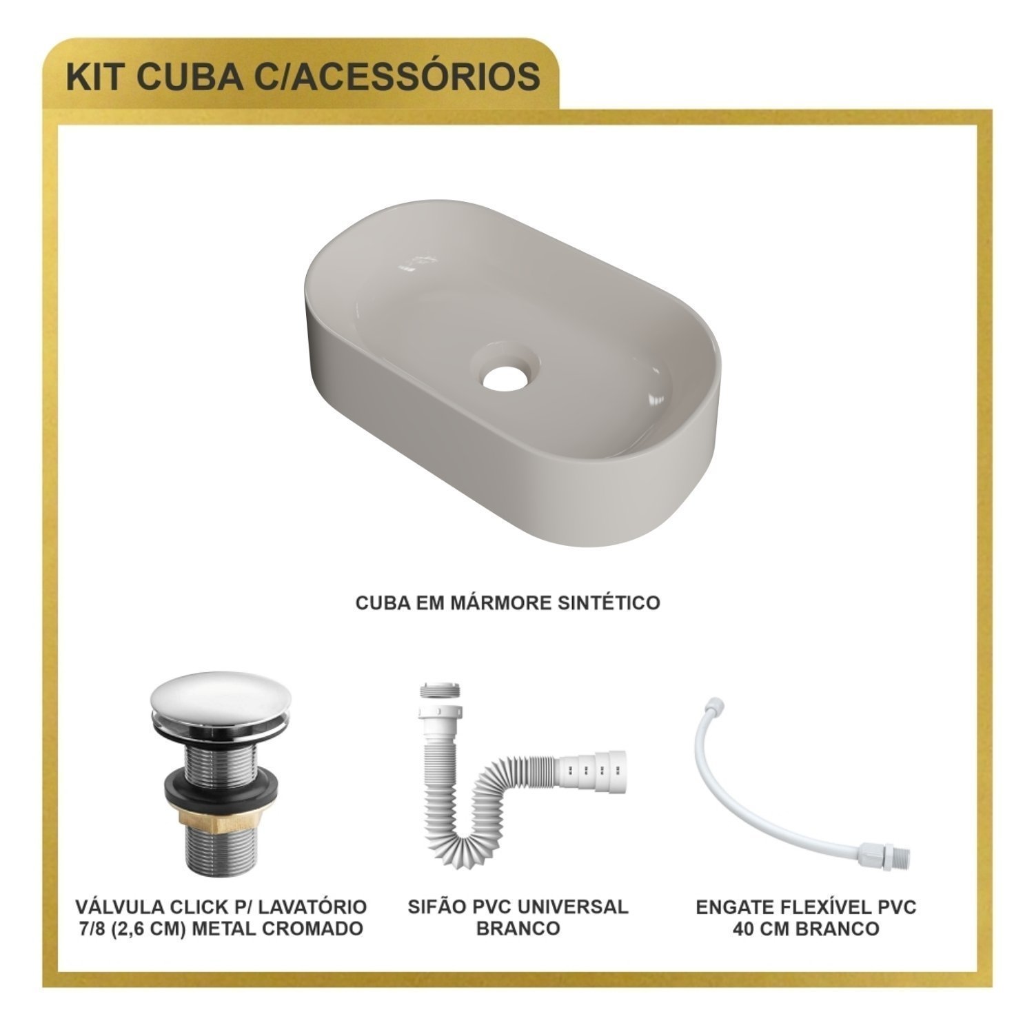 Kit Cuba Ov42 Laila com Válvula Click e Sifão com Flexível - 9