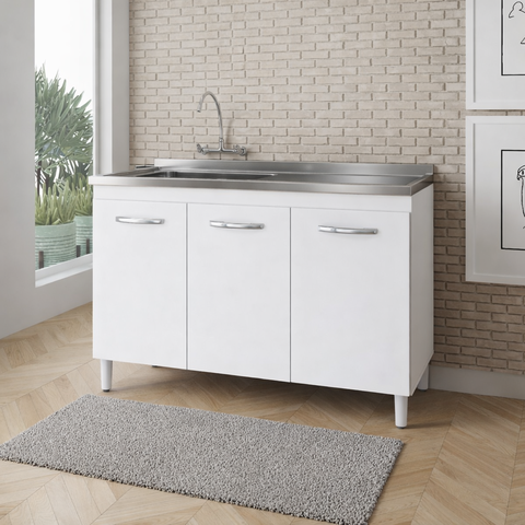 Balcão de Cozinha Beatriz 1,20 Cm Branco - sem Tampo