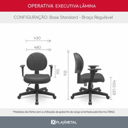 Cadeira Operativa Executiva Couro Preto - Plaxmetal - 4