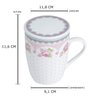 4 Canecas de Porcelana para Chá 310ml com Tampa e Filtro Inox Infusoor Lyor Rosa - 3
