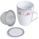 Ver imagem 4 de 4 Canecas de Porcelana para Chá 310ml com Tampa e Filtro Inox Infusoor Lyor Rosa