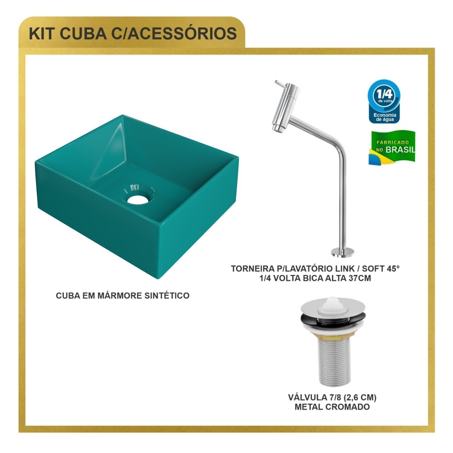 Kit Cuba Rt30 Riviera com Torneira Link 1062 e Válvula Metal - 8