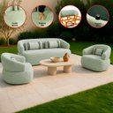 Ver imagem 3 de Namoradeira e 2 Poltronas Orgânica Chloe Boucle Verde com Almofada Plumante - Arkell
