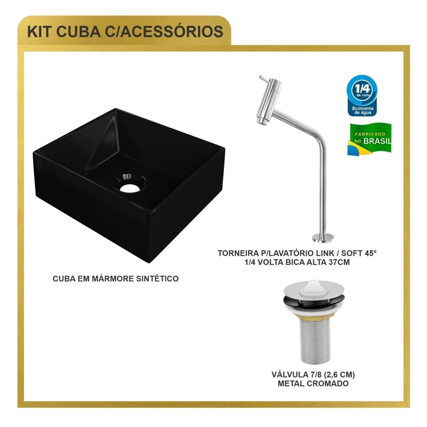 Kit Cuba Rt30 Riviera com Torneira Link 1062 e Válvula Metal - 8