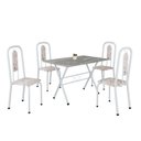 Ver imagem 2 de Conjunto de Mesa Tubular 100x60cm Tampo em Granito com 4 Cadeiras Lívia Branco/Botanic Bege