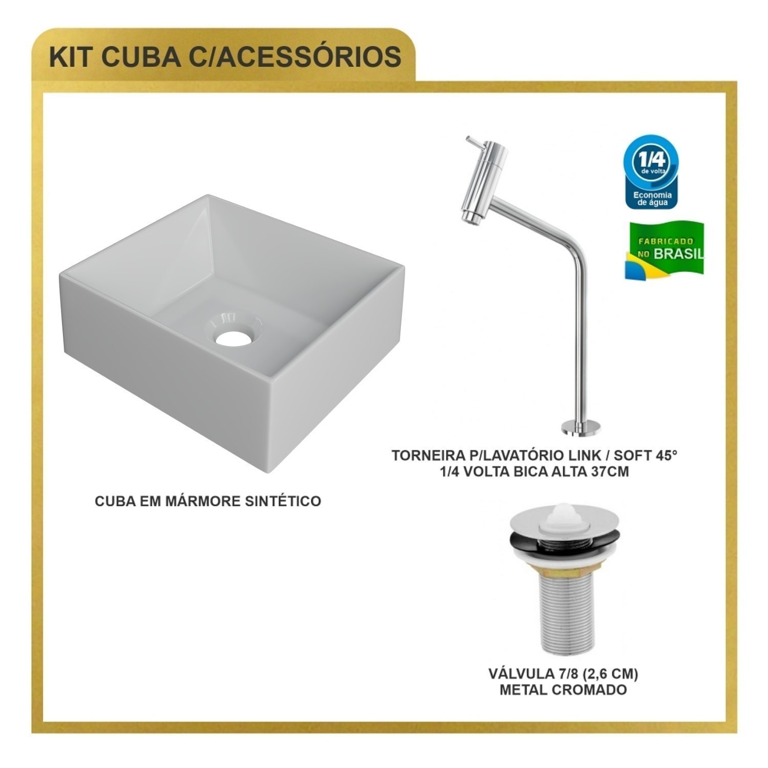 Kit Cuba Rt30 Riviera com Torneira Link 1062 e Válvula Metal - 8