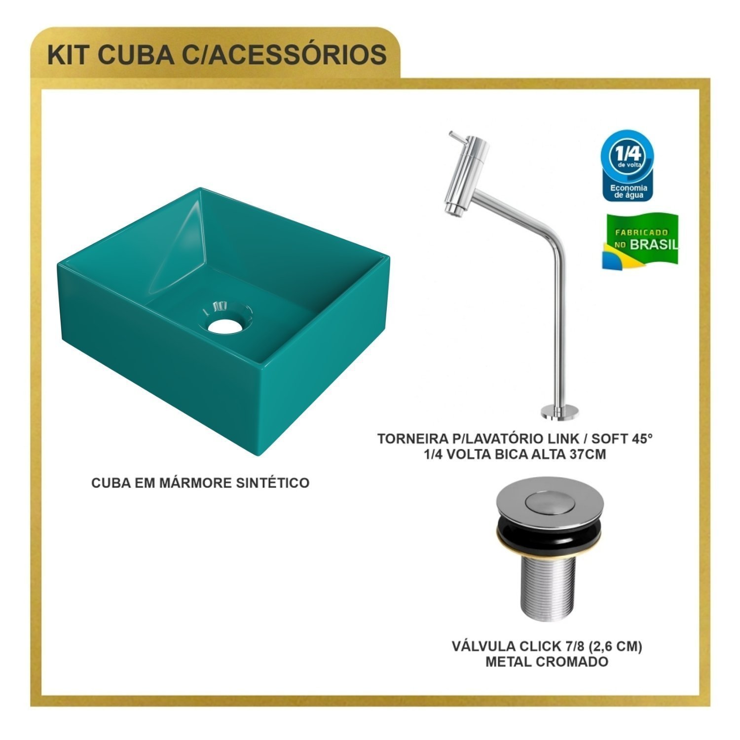 Kit Cuba Rt30 Riviera com Torneira Link 1062 e Válvula Botão - 8