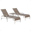 Ver imagem 2 de Kit 2 Espreguiçadeiras Mesa em Alumínio Piscina Jardim e Área Catar Bege/Cappuccino