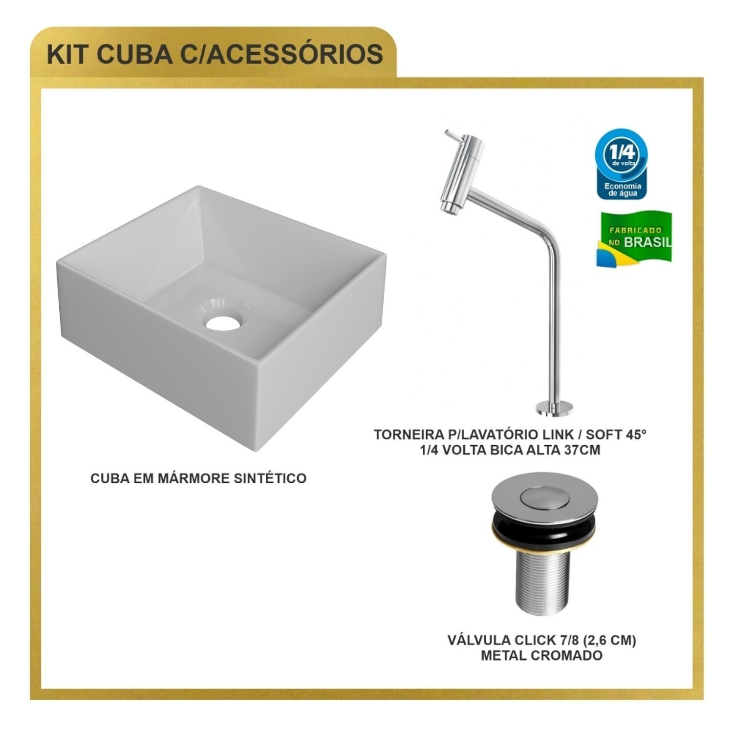Kit Cuba Rt30 Riviera com Torneira Link 1062 e Válvula Botão - 8
