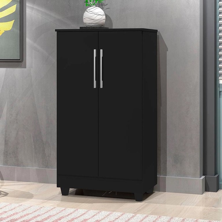 Armário Multiuso Preto 2 Portas Smart J&a Móveis 118x64x36
