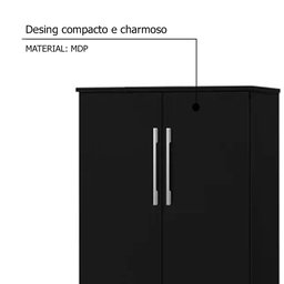 Armário Multiuso Preto 2 Portas Smart J&a Móveis 118x64x36 - 4