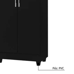 Armário Multiuso Preto 2 Portas Smart J&a Móveis 118x64x36 - 5
