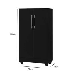 Armário Multiuso Preto 2 Portas Smart J&a Móveis 118x64x36 - 6