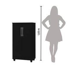 Armário Multiuso Preto 2 Portas Smart J&a Móveis 118x64x36 - 7