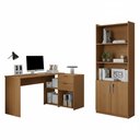Ver imagem 1 de Conjunto para Escritorio com Mesa em L Nt2060 e Armário Multiuso Freijó Notável Móveis