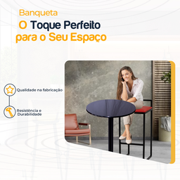Kit 2 Banqueta Quadrada Preta para Balcão Ilha Cozinha Gourmet Bancada Piscina Bares Àrea de Lazer - 3