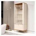 Ver imagem 4 de Cristaleira Tucupí Curva Puxador Pés Metal Off White Nature Dourado Jb Bechara
