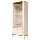 Ver imagem 1 de Cristaleira Tucupí Curva Puxador Pés Metal Off White Nature Dourado Jb Bechara
