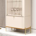 Ver imagem 2 de Cristaleira Tucupí Curva Puxador Pés Metal Off White Nature Dourado Jb Bechara
