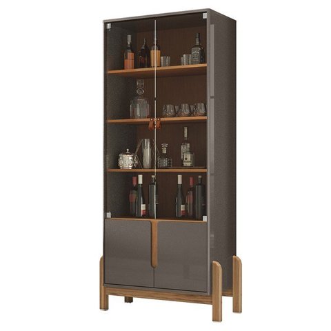 Cristaleira 4 Portas para Sala de Estar 50519 Cinza Perola Cedro Dcasa