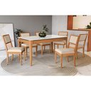 Ver imagem 1 de Conjunto Mesa Mira Premium Madeira Maciça C/ Tampo Madeirado C/ Vidro 160x90cm e 6 Cadeiras Alice