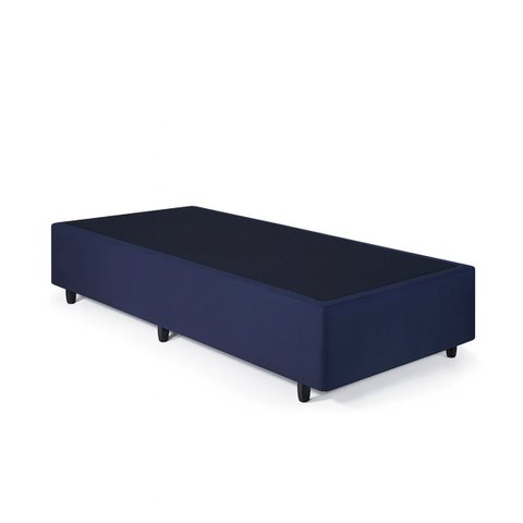 Box Base Blindado Suede Solteirinho 78x188x38 - Novo:azul