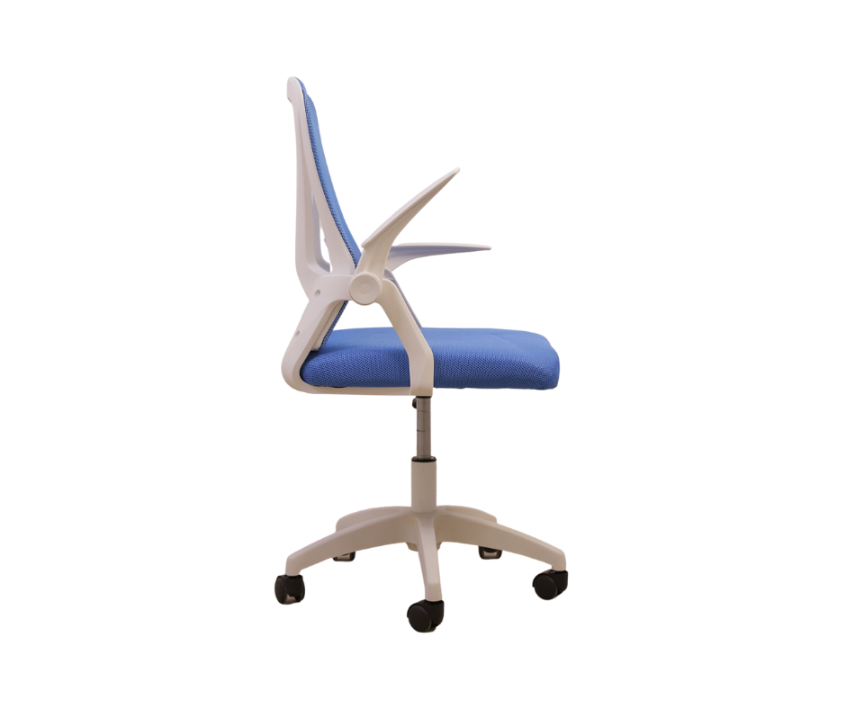 Cadeira Giratória Ergonômica Tela Mesh com Braços Articulados W-15:branca C/ Azul - 4
