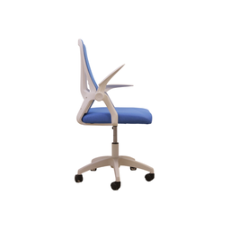 Cadeira Giratória Ergonômica Tela Mesh com Braços Articulados W-15:branca C/ Azul - 4