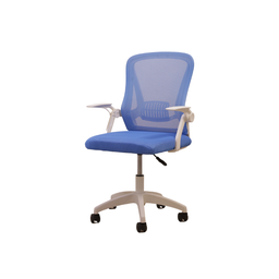 Cadeira Giratória Ergonômica Tela Mesh com Braços Articulados W-15:branca C/ Azul - 1