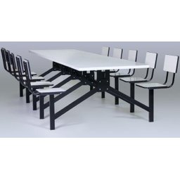 Mesa para Refeitório com 10 Lugares com Banco com Encosto Giratórios - 2