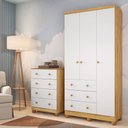 Ver imagem 1 de Quarto Infantil Guarda Roupas 3 Portas Cômoda 4 Gavetas Mimo 100% Mdf Espresso Móveis