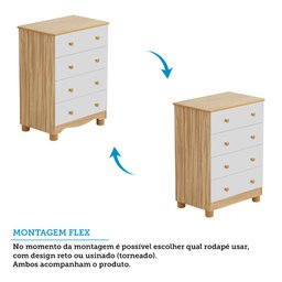 Quarto Infantil Guarda Roupas 3 Portas Cômoda 4 Gavetas Mimo 100% Mdf Espresso Móveis - 5