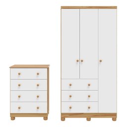 Quarto Infantil Guarda Roupas 3 Portas Cômoda 4 Gavetas Mimo 100% Mdf Espresso Móveis - 2