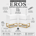 Ver imagem 2 de Kit 2 Mesas de Cabeceira Eros Branco 60cm Pés de Ferro Dourado Moderno Estilo Industrial