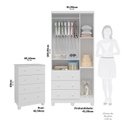 Ver imagem 3 de Quarto Infantil Guarda Roupas 3 Portas Cômoda 4 Gavetas Mimo 100% MDF Espresso Móveis Branco/Brilho