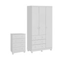 Ver imagem 2 de Quarto Infantil Guarda Roupas 3 Portas Cômoda 4 Gavetas Mimo 100% MDF Espresso Móveis Branco/Brilho