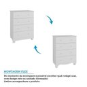 Ver imagem 5 de Quarto Infantil Guarda Roupas 3 Portas Cômoda 4 Gavetas Mimo 100% MDF Espresso Móveis Branco/Brilho