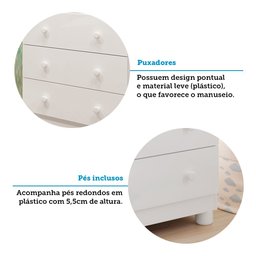 Quarto Infantil Guarda Roupas 3 Portas Cômoda 4 Gavetas Mimo 100% Mdf Espresso Móveis - 9