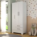 Ver imagem 1 de Guarda-Roupa Infantil 3 Portas e 2 Gavetas Amy Espresso Móveis Branco