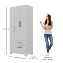 Ver imagem 4 de Guarda-Roupa Infantil 3 Portas e 2 Gavetas Amy Espresso Móveis Branco
