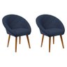 Kit 2 Poltronas Decorativa Estofada Berlim Pés Palito Azul - 1