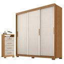 Ver imagem 1 de Guarda Roupa Casal com Cômoda Confort 3 Portas Correr 4 Gavetas MDP Cinamomo Areia Fosco Zanzini