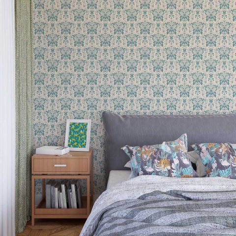 Papel de Parede Arabesco Floral Tom Verde Gh Papel de Parede 3,3m