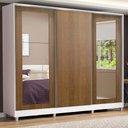 Ver imagem 1 de Guarda-roupa Casal 100% Mdf Madesa Eros 3 Portas de Correr com Espelhos com Pés - Branco/rustic