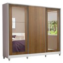 Ver imagem 2 de Guarda-roupa Casal 100% Mdf Madesa Eros 3 Portas de Correr com Espelhos com Pés - Branco/rustic